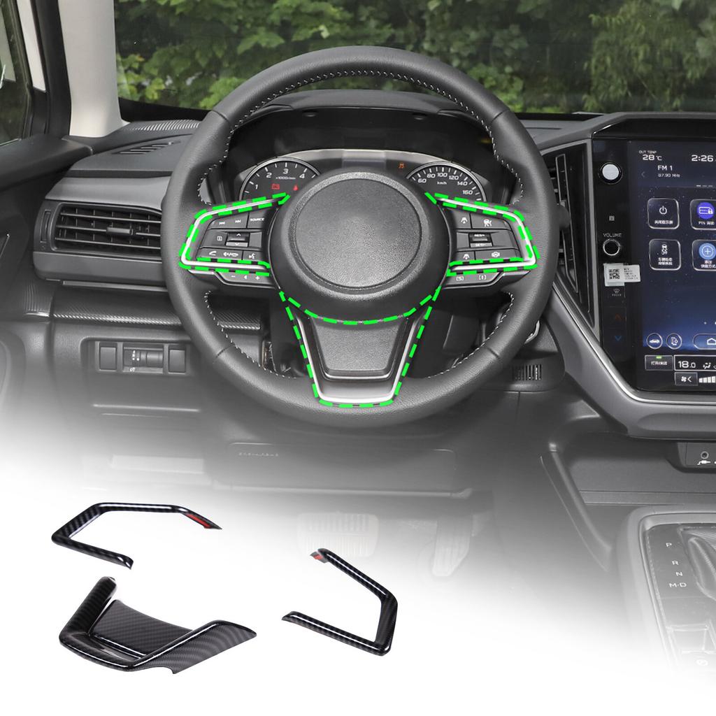 Carbon Fiber ABS Car Steering Wheel Decor Cover Trim For Subaru Crosstrek 23-24