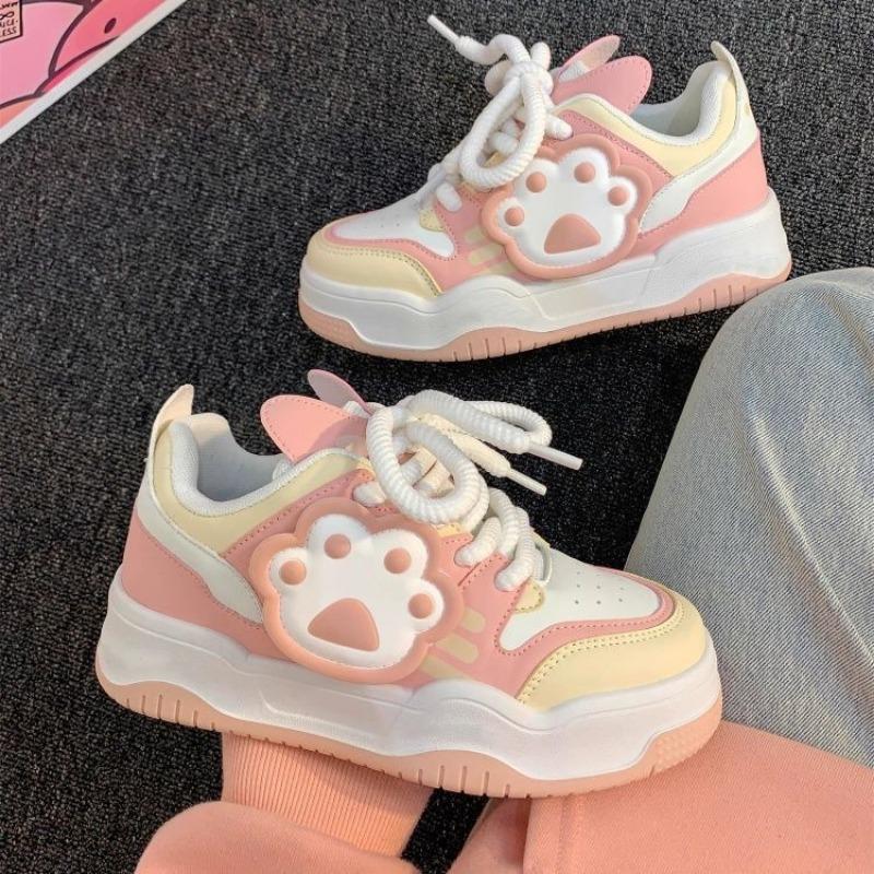 Süße Katzenpfoten Plateau-Sneaker Damen Kawaii Rosa Weiß Damen Sportschuhe Mode Koreanischer Stil Vulkanisierte Schuhe Tenis