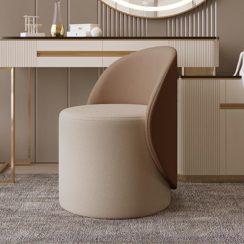Modern Luxury Swivel Vanity Stool with Backrest: Solid Wood Makeup Chair