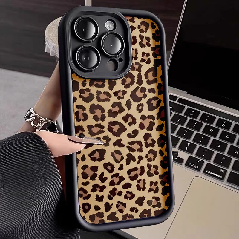 Cool Korean Leopard Print Phone Case For iPhone 17 Pro 16 15 14 13 12 11 Pro Max 7 8 Plus XS Shockproof Matte TPU Cover Cases