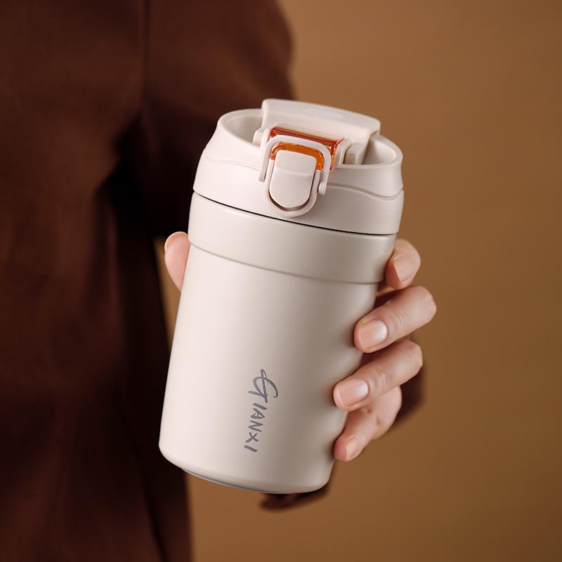Coffe Insulation Mug Ceramic Liner Thermos With Straw Cold-Keeping Car Simple Style  Leak-Proof Car Women General Gift Cup
