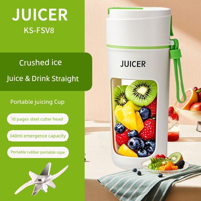 

2025 New Arrival Digital Display Portable Outdoor Juicer Household Juice Cups Multifunctional Travel Electric Fruit Cup Apple Green [10 Page Knife + Ice Breaking]]