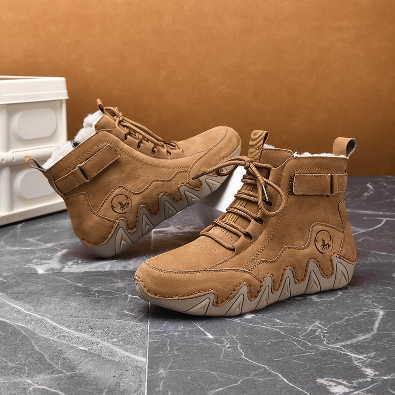 Damen High-Top Plüsch Freizeit-Sneaker Schneestiefel Handgefertigte Lederschuhe Stiefeletten Winter