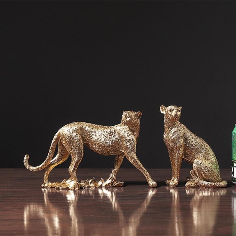 Resin Figurines Animal Statue Home Decor Leopard Sculptures for Yard Indoor Outdoor Decoration Statues Vivid Details