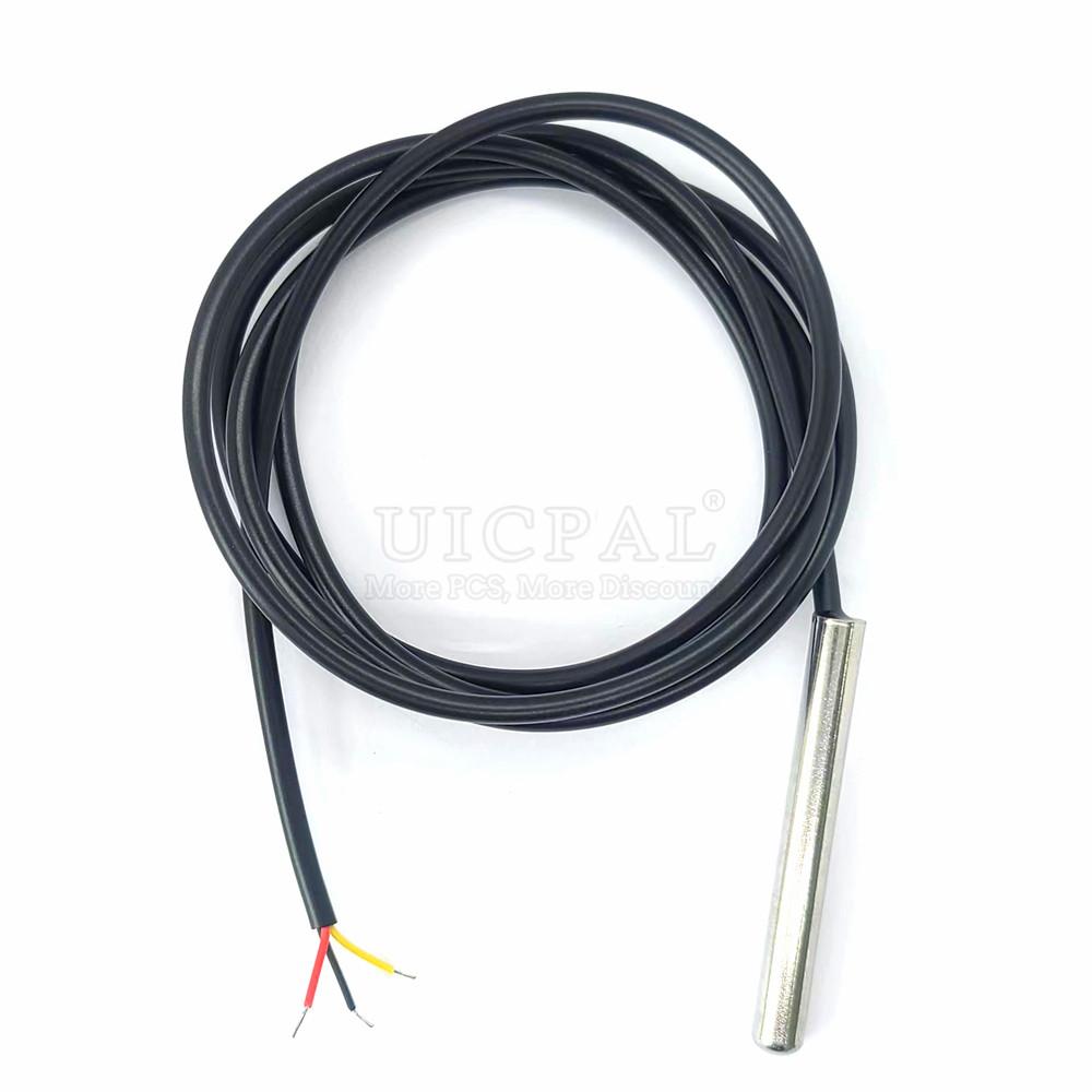 DS18B20 Temperature Sensor Probe 304 Stainless Steel 6*30MM OD 3.0MM Waterproof Dustproof Sensors Cable 1M Length
