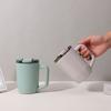 Stainless Steel Travel Mug With Handle - Vacuum Insulated Coffee Cup Office Home Commute 15oz Leakproof Lid