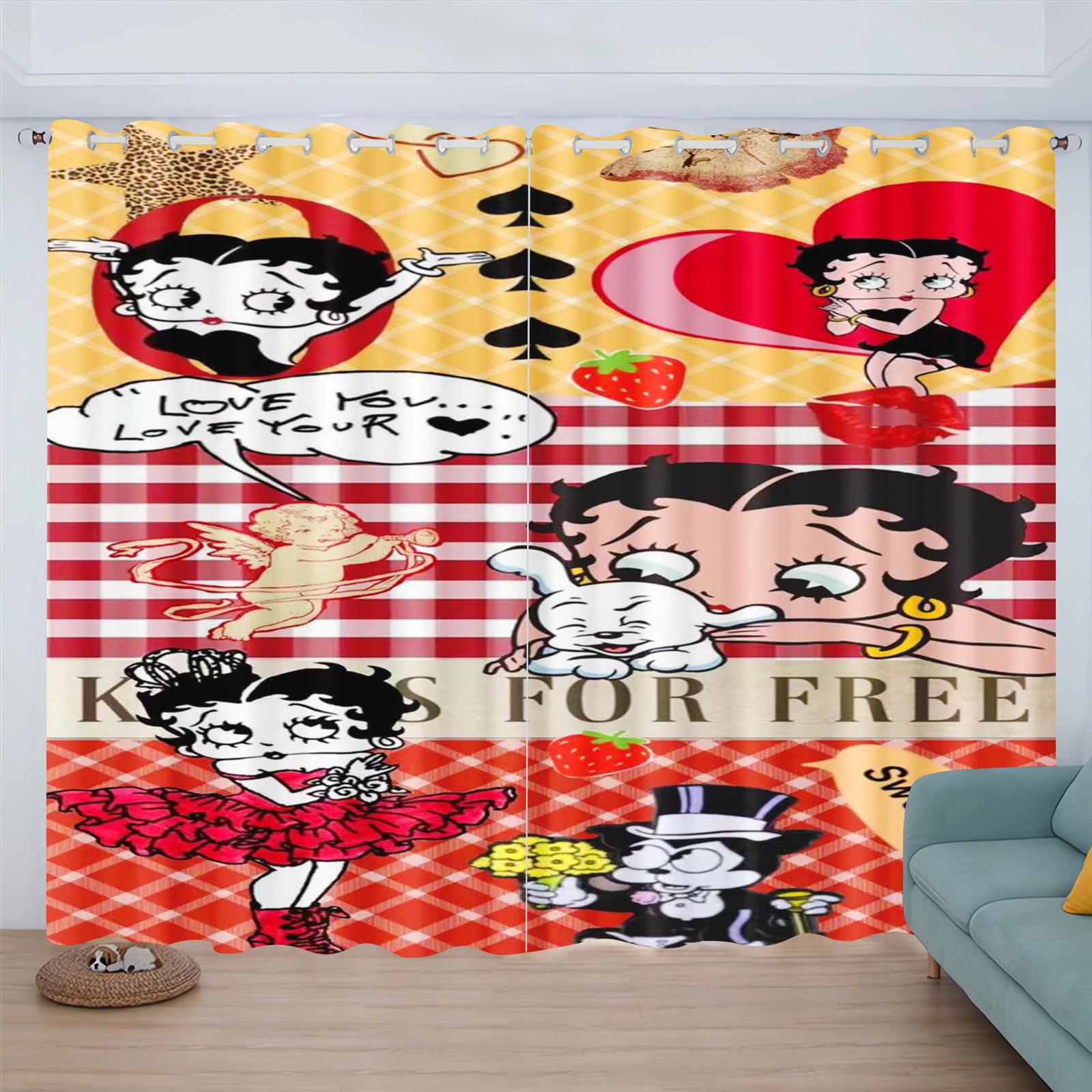 

Cartoon Miss Betty Residence Curtain Three D Cute Printing Sweet Light Filtering Curtains Living Area Bed Room Heat and Sun Protection 100x140cm