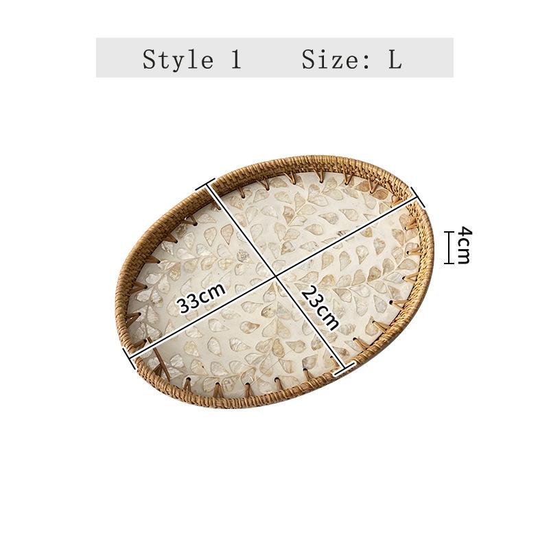 Rattan color inlaid shell storage basket living room light luxury storage basket fruit snack plate entrance key storage tray
