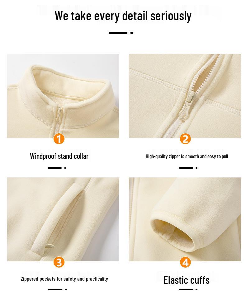 Couple's Plus Velvet Thickened Sherpa Fleece Jacket - Warm, Woolen, Coral Fleece Coat for Men & Women