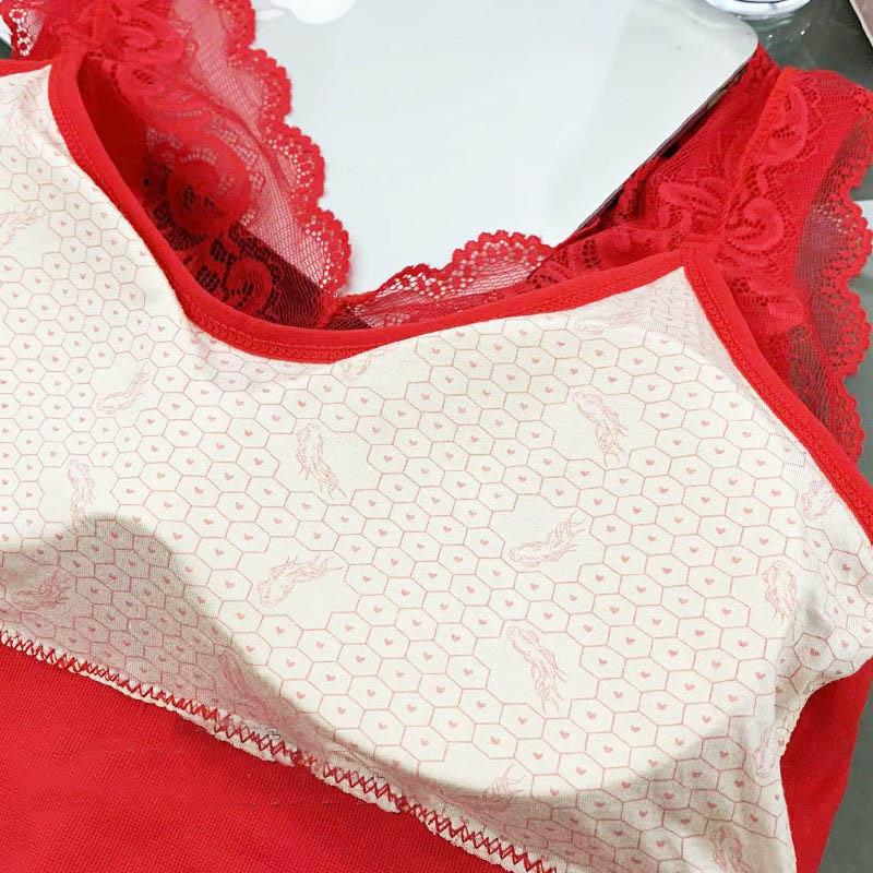 Sexy Lace Large Size Back Underwear for Women Without Steel Ring Gathered Anti-sagging Vest Bra Thin Breathable Simple Natural Bra