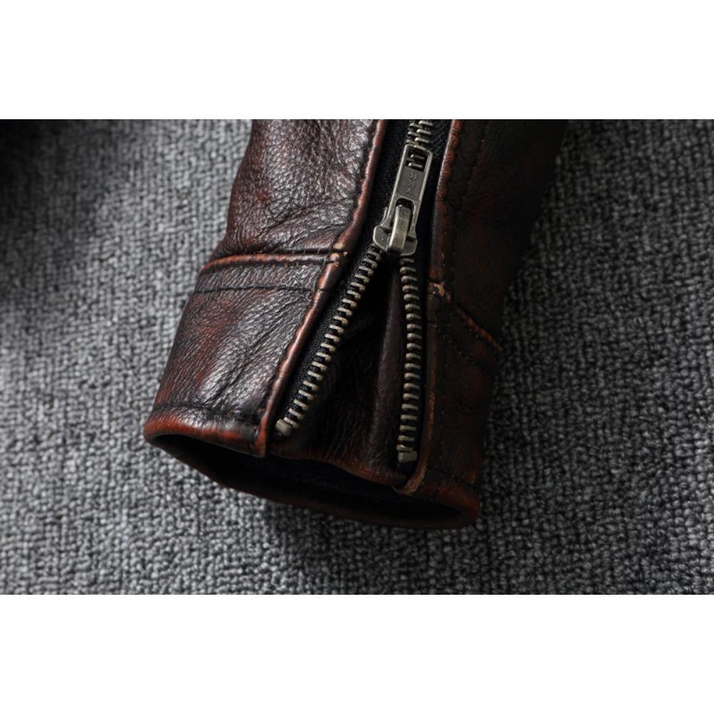 Chinese Size Casual Leather Jacket Men Real Cow Leather Retro Vintage Leather Jackets Mens Jackets
