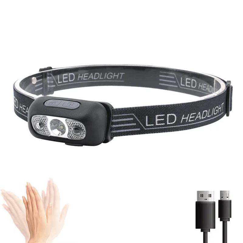 

Мощный датчик Регулируемый светодиодный налобный фонарь USB Перезаряжаемый COB Налобный фонарь Мини Кемпинг Рыбалка На открытом воздухе Аварийный налобный фонарь