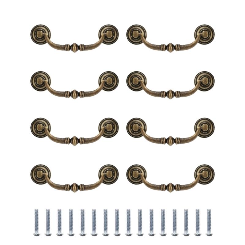 8Pcs Zinc Alloy Cabinet Knob Drawer Pulls Antique Furniture Decorative Handle for Dresser Kitchen Cupboard Door