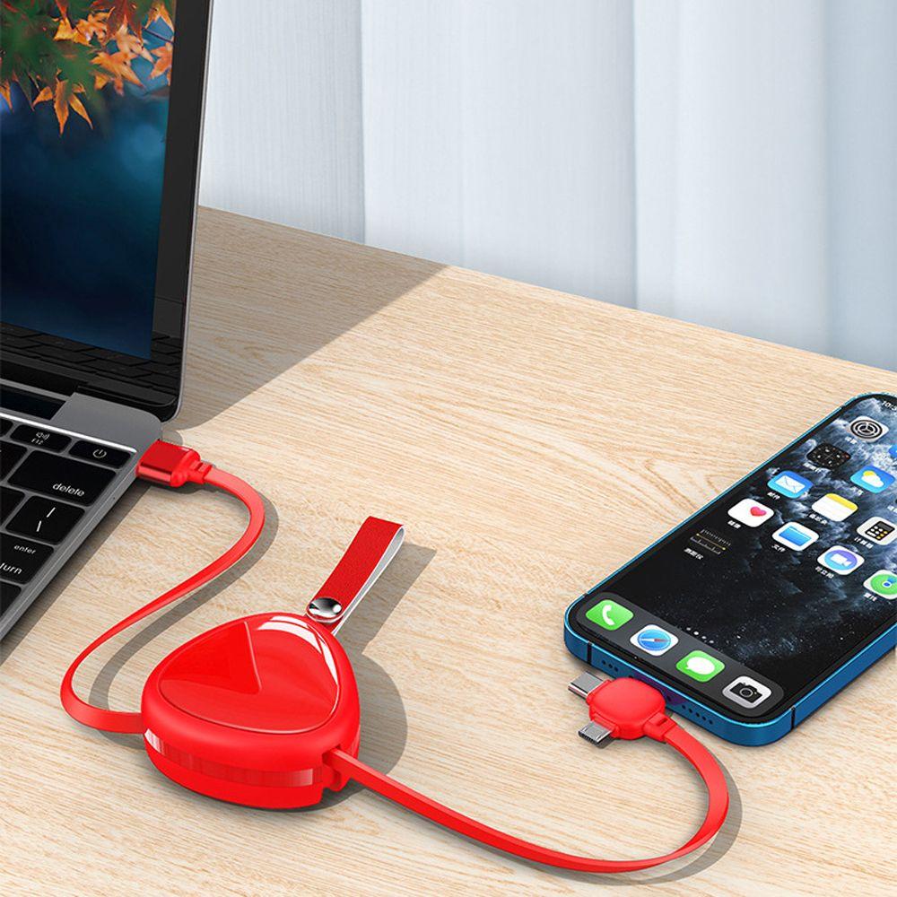 

Wire Data Cord Micro USB USB Charge Cable Retractable Charging Wire 3 in1 USB Cable Phone Charging розовый