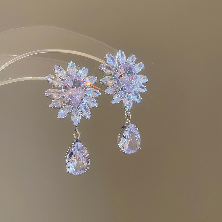 Silver Zircon Butterfly Teardrop Earrings - Luxurious, Elegant & Versatile Jewelry for Women