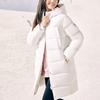 Anta Letter Print Mid-Length Water-Resistant Thickened Warm Hooded Down Jacket Women Outerwear Paper-White 162417902-2