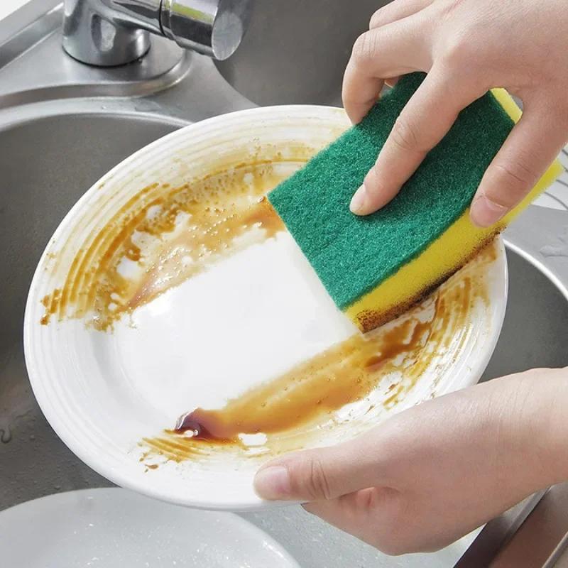 1/5/10/20/50pcs Kitchen Dishwashing Sponge Absorbent Clean Rub Pot Rust Scouring Pad Removing Kits Household Cleaning Tool Brush