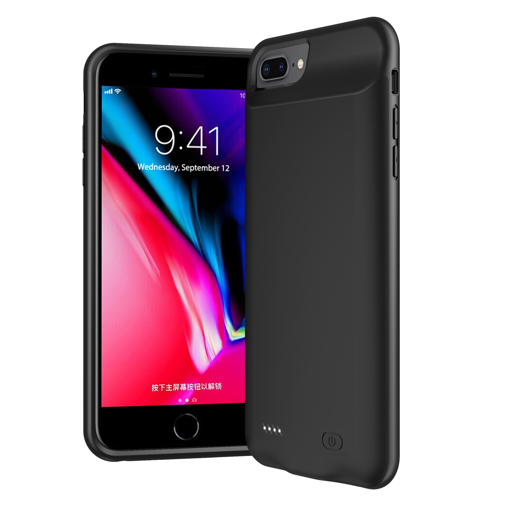 

8000mAh Extended Battery Charger Case with TPU Frame for iPhone 8 Plus/7 Plus/6s Plus/6 Plus Black