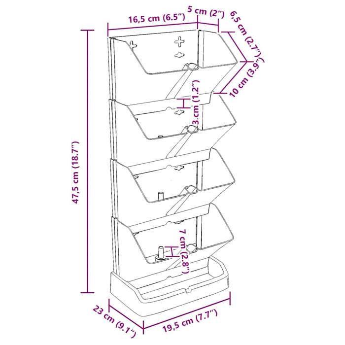 VidaXL Ensemble de jardinières verticales 4 pcs Anthracite PP, jardinière, boîte à fleurs, pot de jardin, lit surélevé 152207