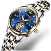 OLEVS Ladies Automatic Mechanical Watch Waterproof Luminous Diamond Blue Ladies Watch