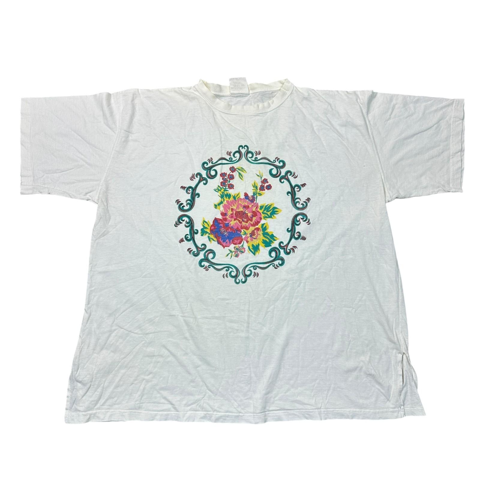 Vintage T-Shirt Mens Womens Tees Top Graphic Print Retro Short Sleeve White Mens L