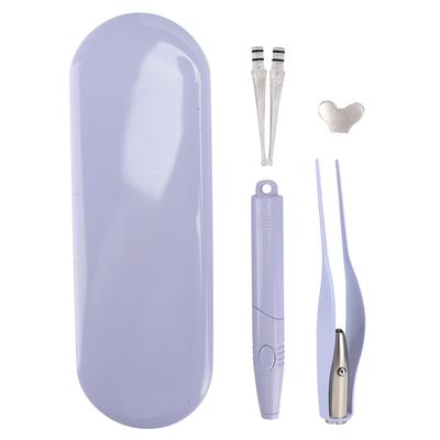 Professional LED Luminous Children Earpick Earwax Remover Tweezers Set Health Care Tool (Purple)