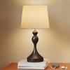 Luminária de Mesa LED com 3 Temperaturas de Cor, Luminária de Mesa de Cabeceira com Portas de Carregamento USB A+C, Abajur de Linho, Preto