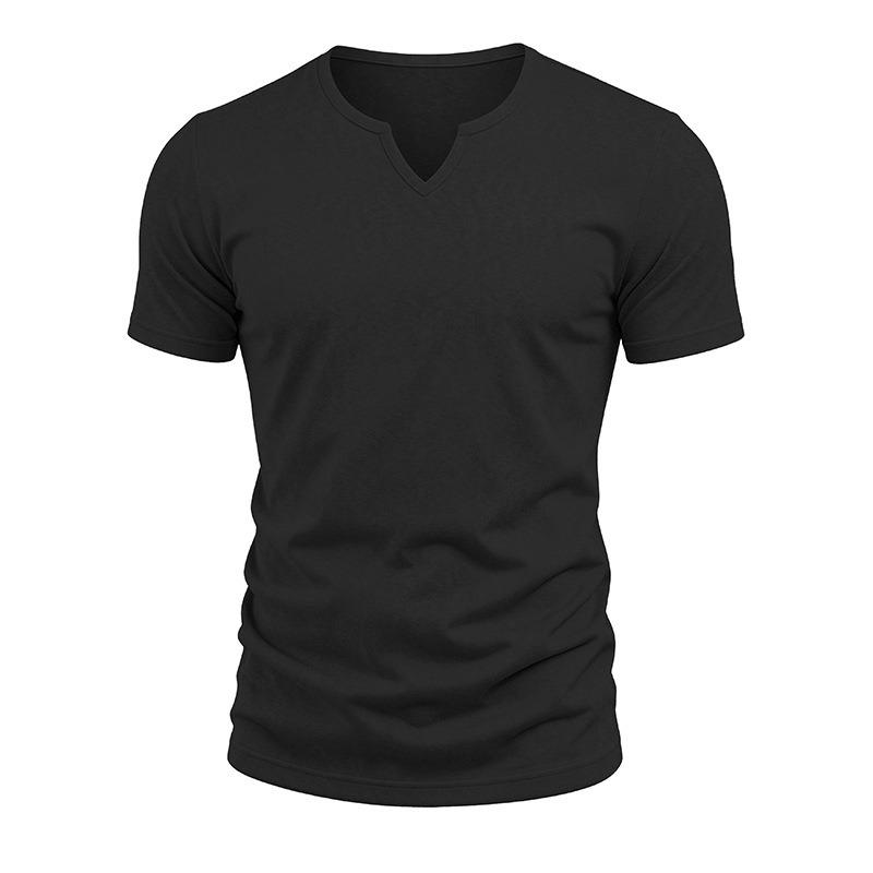 Men Casual Summer Loose V Neck Short Sleeve Solid T Shirt