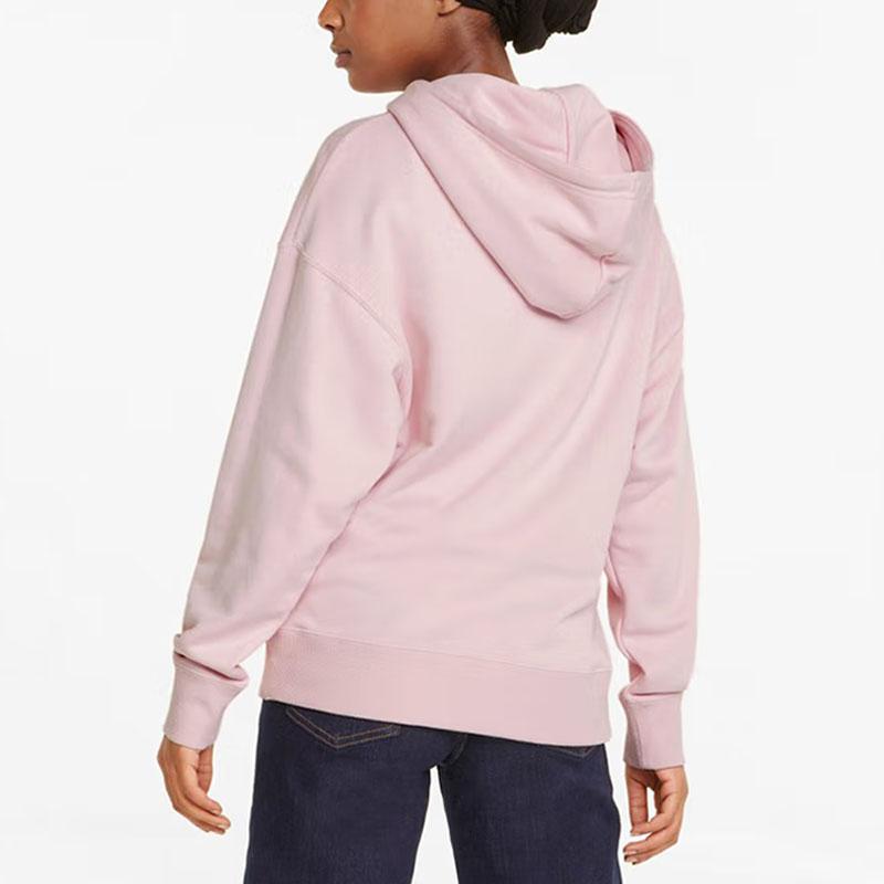 Puma Logo Print Drawstring Hoodie Long Sleeve Sweatshirt Women Tops Pink 535337-66