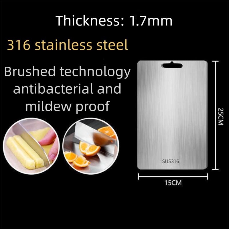 

Панель из нержавеющей стали 316 и разделочная доска, кухонная бытовая утолщенная двухсторонняя разделочная доска, блок, доска для замеса теста 25x15cm