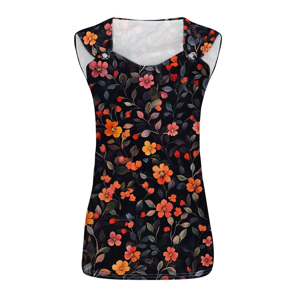 Maiouri de damă Cămăși ocazionale îmbrăcate de vară Camolă cu o formă lejeră Haine drăguță la modă Bluze fără mâneci