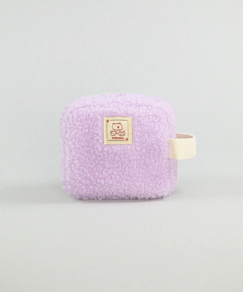 Kimhachan Fluffy Label Strap Cosmetic Pouch - Lilac