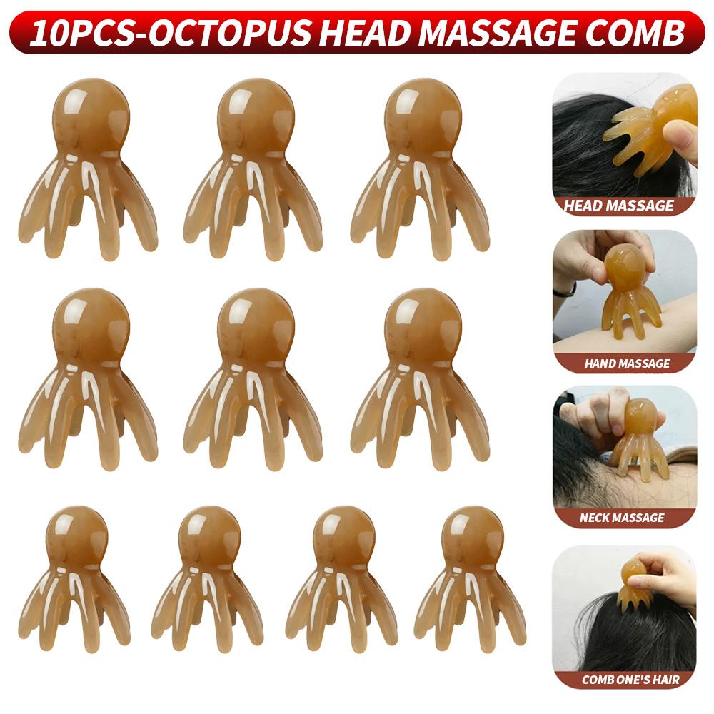 10PCS/5PCS/1PC Octopus Head Massager Comb - Translucent Plastic Scalp Tool, Suitable for Head Massage Relaxation, Compact and Co