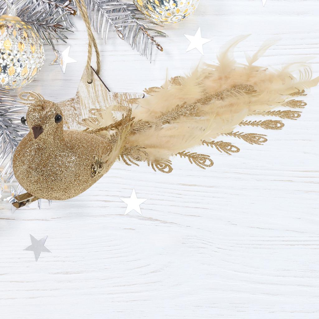 Künstliche Pfauendekoration Glitzernde Ornamente Realistische Vögel Hängende Dekoration Weihnachtsbaum Feiertagsdekorationen Heimausstellung