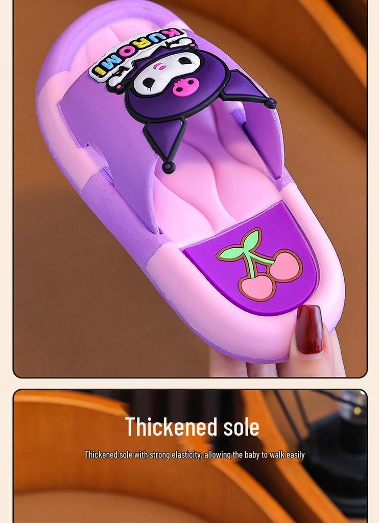 Kuromi Girls' Non-Slip Slippers - Parent-Child Cartoon Style for Family