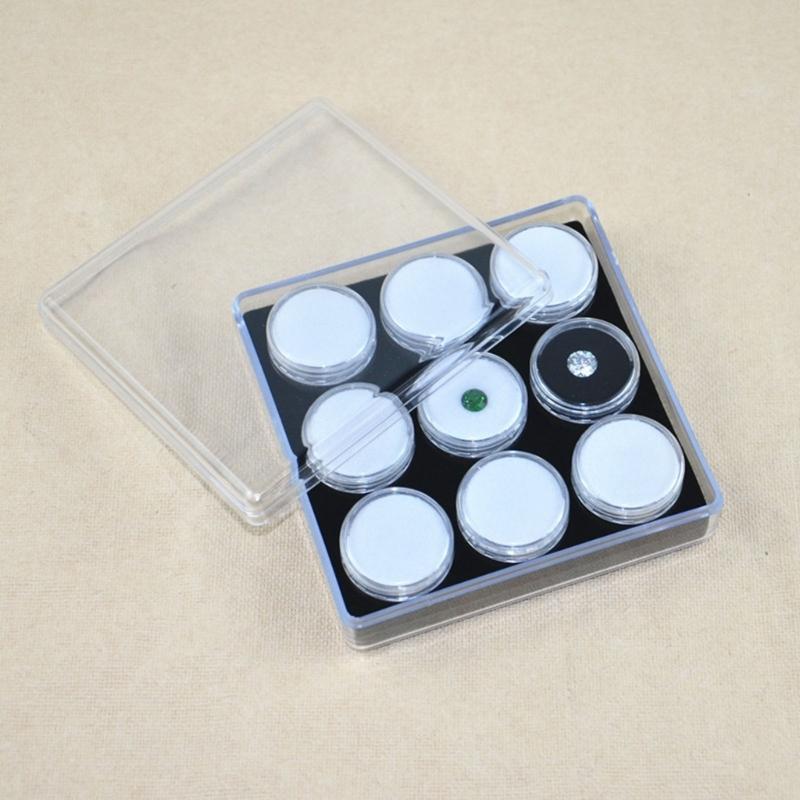 9 Slot Crystals Display Box with Sturdy Acrylic and Soft Interior Accessory for Jewelry and Gemstones Presentation