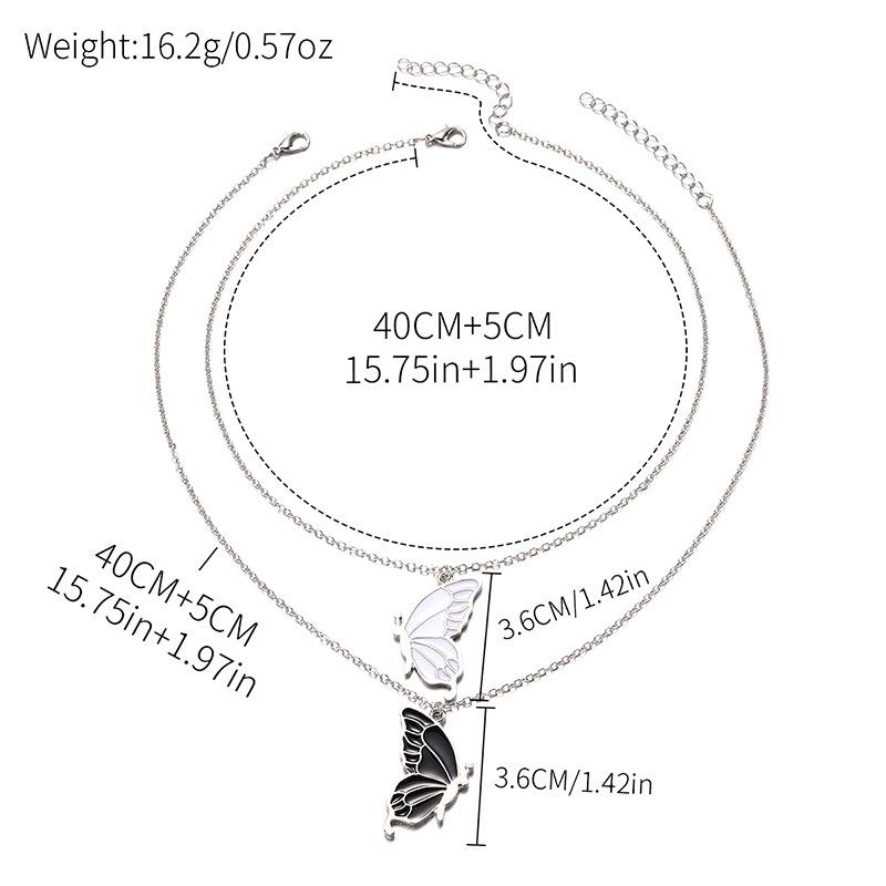 Exaggerated jewelry personalized e-commerce butterfly pendant fashionable versatile alloy couple stacked necklace woman