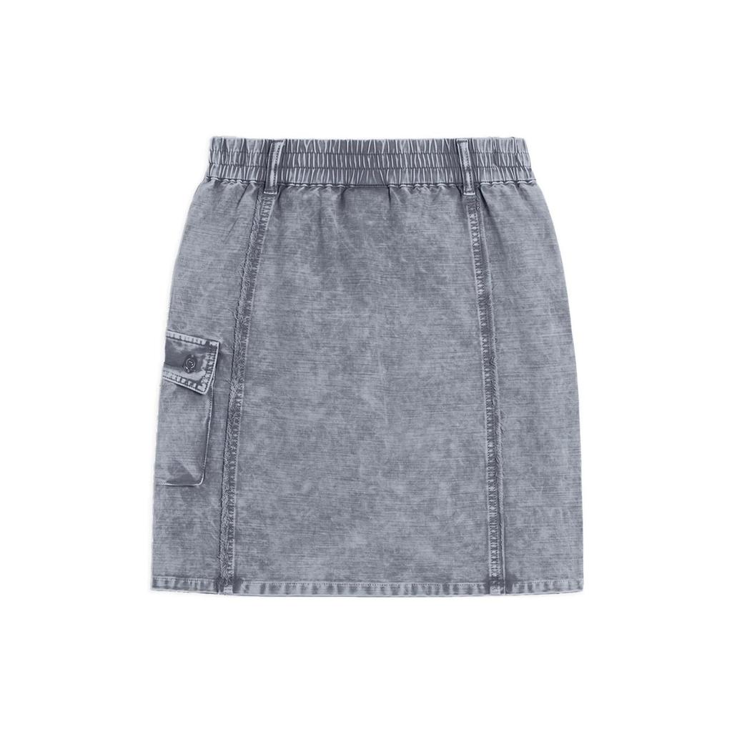 Li Ning Badfive Washed Elastic Waist Straight Casual Denim Skirt Women Skirts Gray ASKS158-1