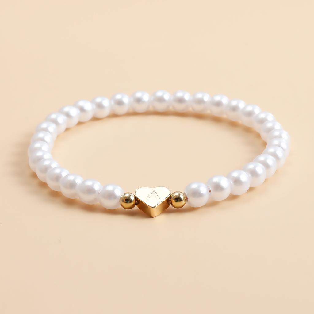Fashion imitation pearl alloy letter love bracelet bracelet, hot-selling love gold letter peach heart jewelry