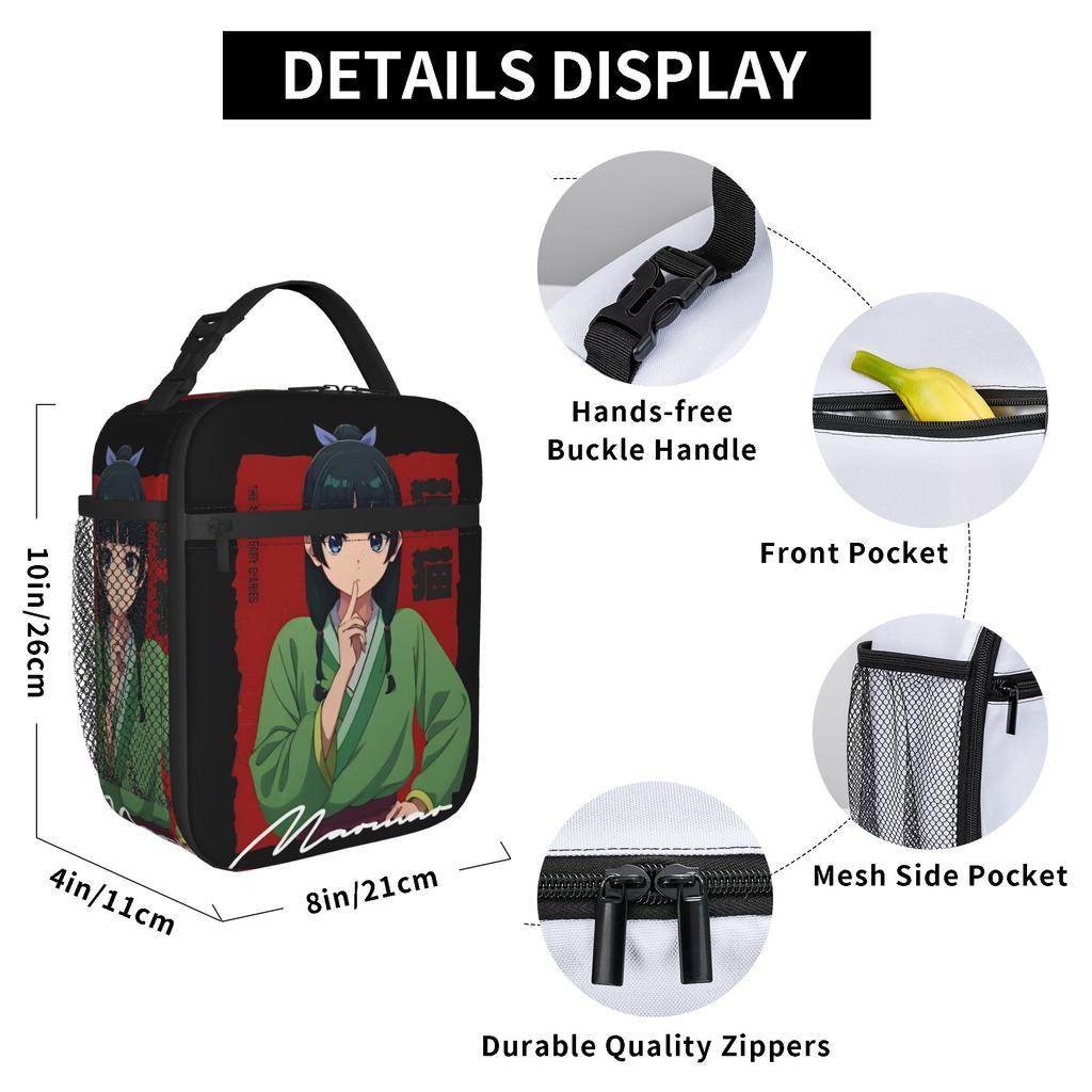 Sacs à déjeuner isothermes Kusuriya no Anime Sac thermique réutilisable, Contenant repas Les Carnets de l'apothicaire Sac fourre-tout grande capacité Boîte à lunch