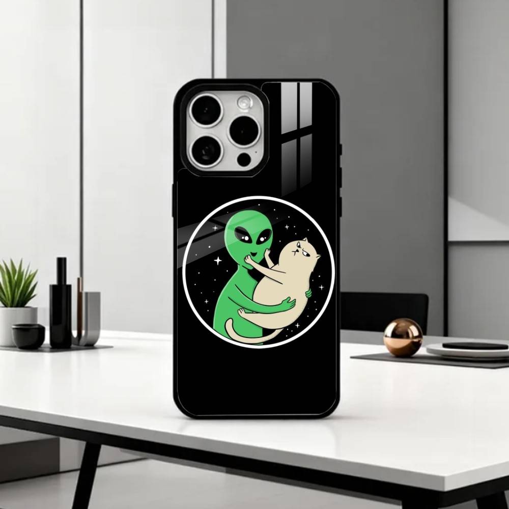 Cool C-Cartoon Alien Space Phone Case For iPhone17,16,15,14,13,12,11 Plus,Pro Max Magnetic For Magsafe Wireless Charging