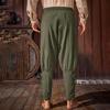 Men Pirate Pants Renaissances Ankle Band Pant Medieval Vikinges Navigator Pants Halloween Costume Cosplay with Drawstring