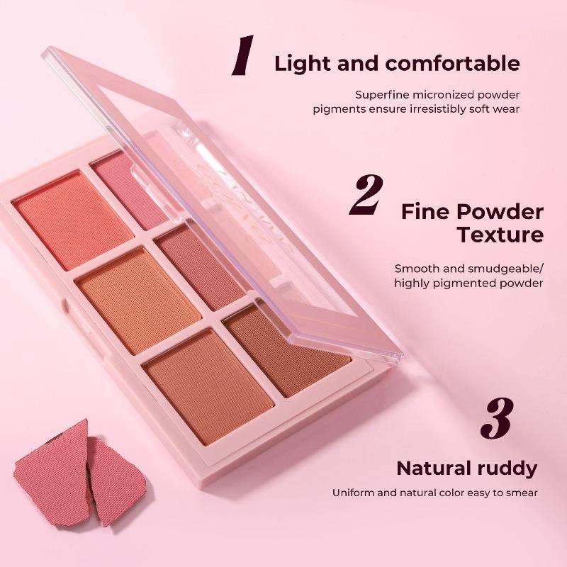 Six Color Matte Blush Plate Natural Color Blush Grooming Plate Matte Blush Makeup Plate