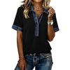 Spring Summer New Women's Washed Denim Patchwork Knit Fake Two-piece Top