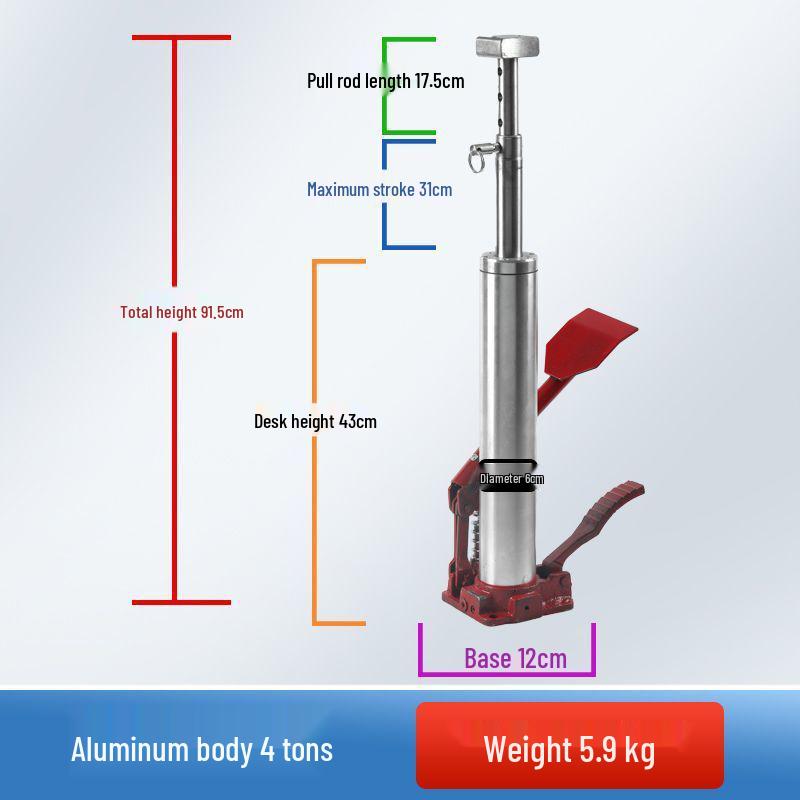 3-Ton Foot-Operated Hydraulic Jack for Small Cars and SUVs, Vertical Type, with Diamond Drill Stand.