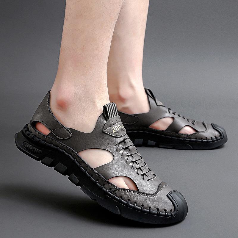 2025 Summer New Men's Roman Sandals Fashionable Versatile Soft Bottom Soft Surface Hollow Breathable Non-slip Deodorant Sandals