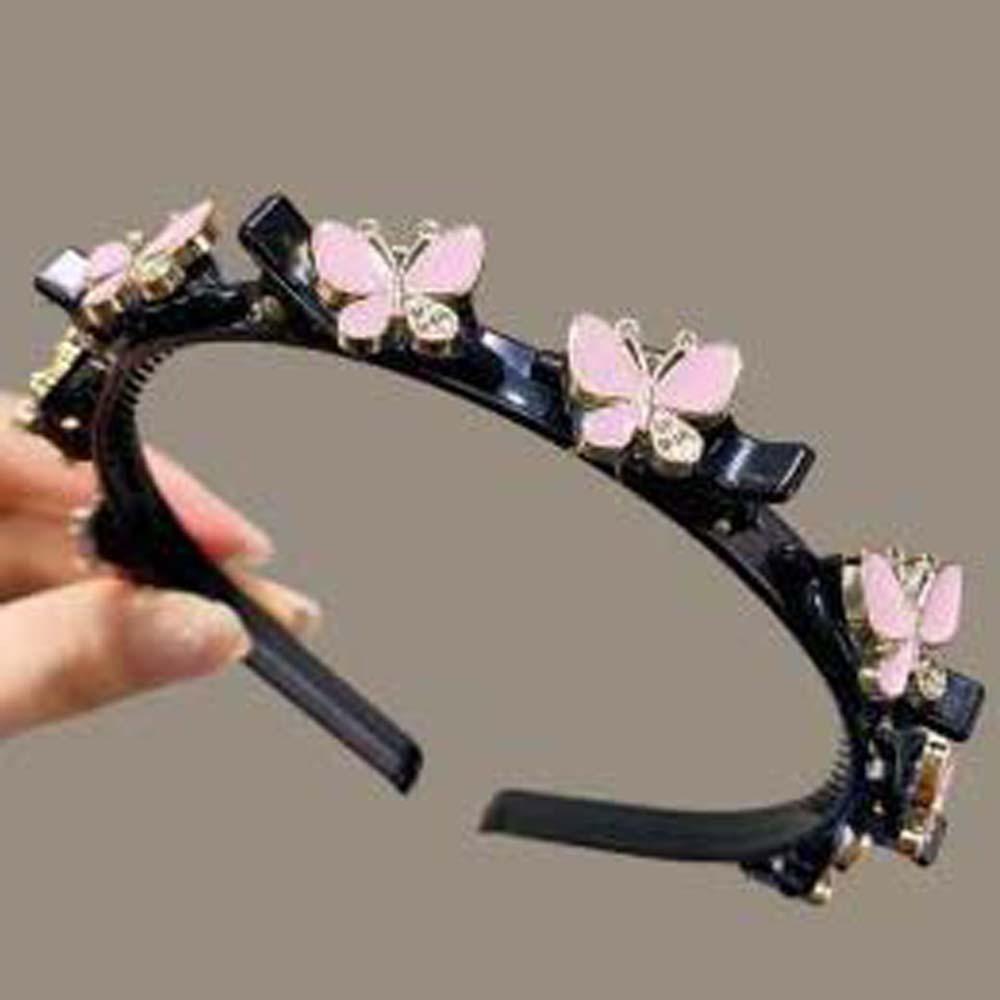 

Shiny Hair Bands with Clips Sweet Hairband Hair Accessories Women Butterfly Hair Hoop Party Style 4