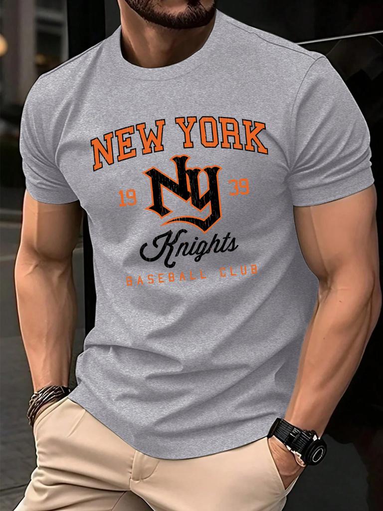 New York Baseball Club Printed TShirt Men Soft AllMatch T Shirts Cotton Casual Clothing Crewneck Oversize Man Short Sleeve