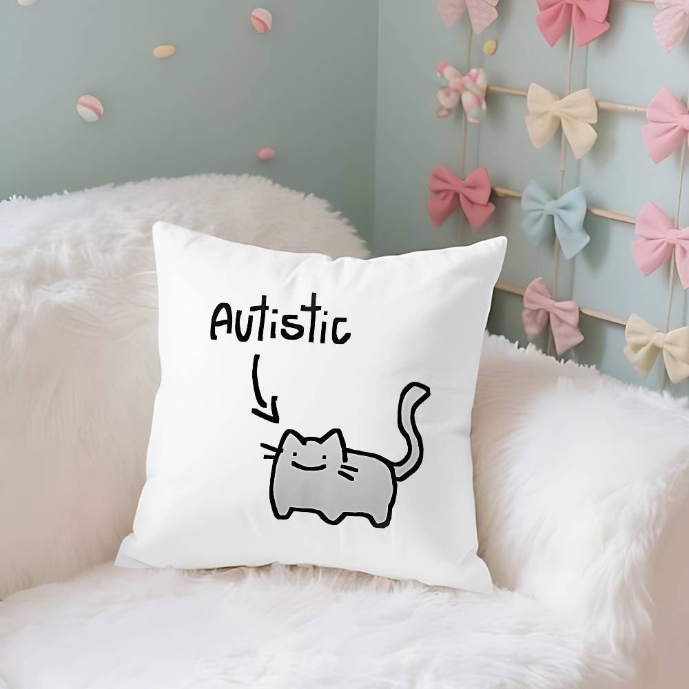 

Autistic Cat Soft Button Pin Lover Case Plush Fabric Soft Pillowcase Double Sided Print Cushion Cover Household Gifts 40x40CM(16x16in)