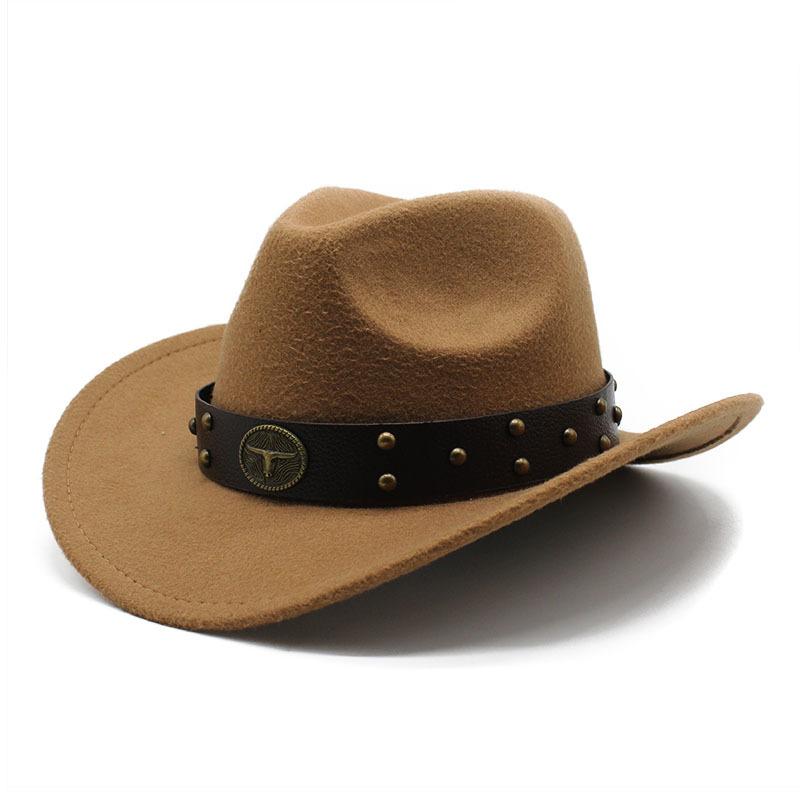 Western Cowboy Hat Woolen Felt Hat Men'S And Women'S Top Hat Outdoor Riding Hat